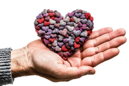 Handful of fresh love, hands in a summer heart scene