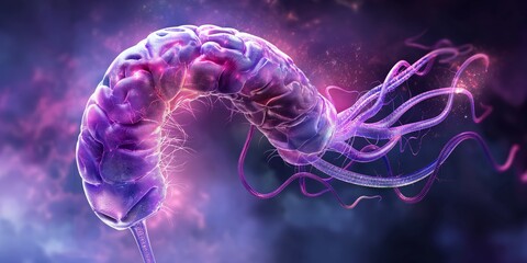 Brain Worm - parasitic ailment neurocysticercosis Illustration