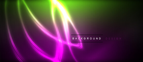 Obraz premium A stunning neon wave in shades of purple, magenta, and electric blue creates a vibrant visual effect lighting up the dark background, a true work of art in the world of entertainment