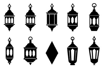 Ramadan Arabian Islamic lanterns black shapes