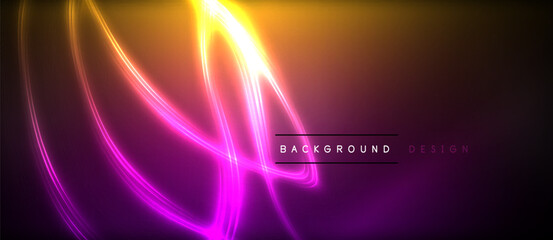 Obraz premium A radiant violet and magenta wave shines brightly against a deep purple sky, resembling a cosmic gas cloud with a stunning visual effect lighting and lens flare