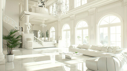 Stylish white furniture in interior of living room