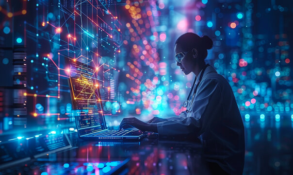 Pioneering Medical Professionals Revolutionizing Healthcare with Cutting-Edge Technology in Modern Hospital Environment: Telemedicine, Online Health, R&D