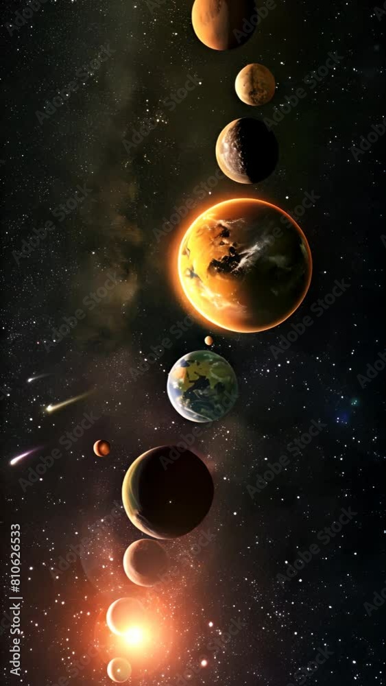Canvas Prints a series of planets are shown in the sky, with the sun in the middle. the planets are in different p
