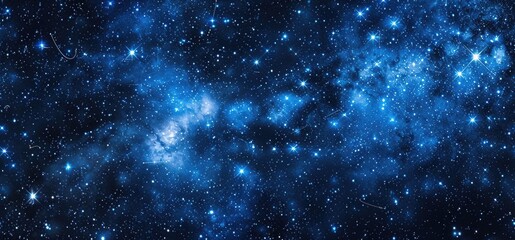 Starry blue sky. Beautiful view of outer space. Majestic universe.