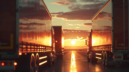 truck at sunset