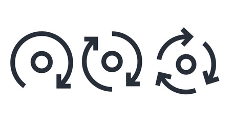 Design element. Circle of arrows recycle, repeat, refresh. Set of vector icons isolated on white background.