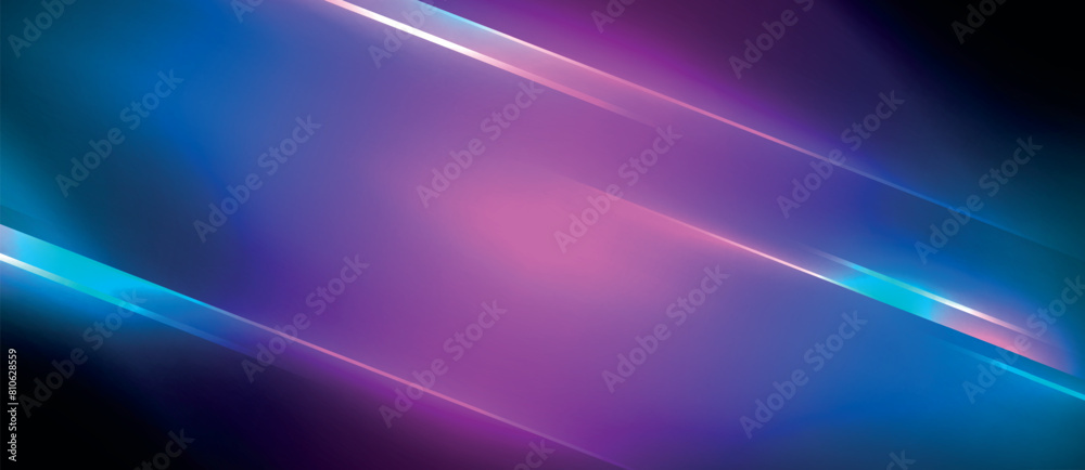Poster The font on the purple and blue background with glowing lines creates a hypnotizing visual effect lighting, reminiscent of neon gas in electric blue and magenta hues