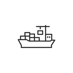 Cargo ship icon with shipping containers, representing sea freight, maritime trade, and global logistics. Ideal for use in shipping industry materials, global commerce contexts. Vector illustration 