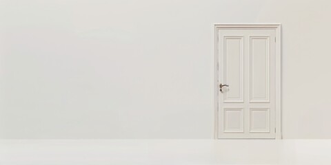 A Pristine White Door Opens into a Bright, Simplistic Space, Highlighting Modern Minimalism and Architectural Beauty in a Luxurious, Cleanly Designed Interior, Generative AI