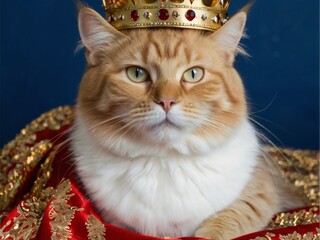 close up cat whit royals king costume and crown