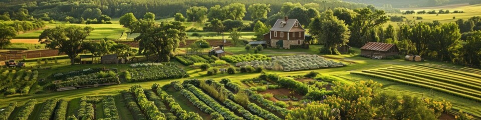 Idyllic Homestead Surrounded by Thriving Garden and Orchards Embracing a Self Sufficient