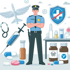 set of medical  and drugs and anti drugs day  icons 