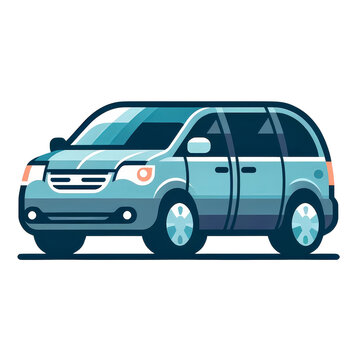 Blue van. illustration.
