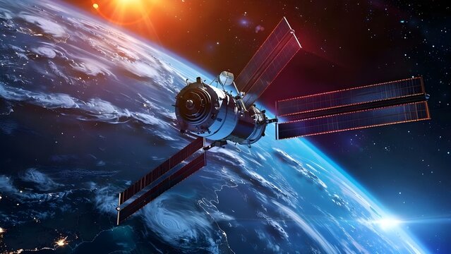 Explore space to study Earths climate and understand cyclones and weather patterns. Concept Earth Science, Space Exploration, Climate Research, Cyclones Study, Weather Patterns,