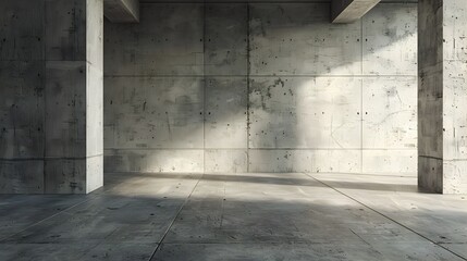 Minimalist Concrete Room with Architectural Frame and Textured Surfaces