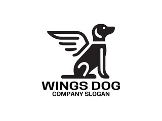 Wings Dog Logo Design Vector Template
