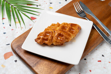 Cafe, coffee, americano, iced, caramel, macchiato, latte, chocolate, maple, croiffle, croissant, waffle, Nutella, brown, cheese