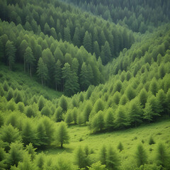 Obraz premium Green trees and green earth in the mountains beauty.