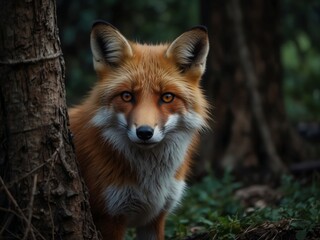 Fototapeta premium Beautyfull red fox alone in the jungle.