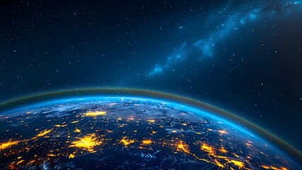 Obraz premium City Lights: A Nighttime View of Earth from Space. Concept Astronomy, Night Photography, Cityscape, Urban Lights, Space Exploration