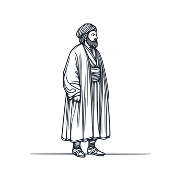 arab man standing in traditional attire clip art preview