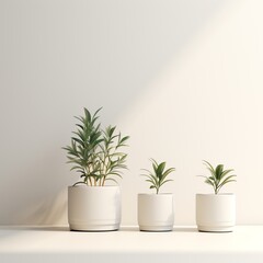 Minimal many indoor plant plants, monstera, jade, snake plant, white pots standing at the wood wall...