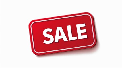a flat illustration of a red rectangle label with the text "SALE"