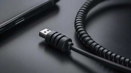 High-speed USB-C charging cable coiled neatly with a USB-C connector on one end and a standard USB-A connector on the other, ideal for charging smartphones, tablets, and other compatible devices.