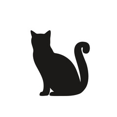 Silhouette of a cat in vector, flat style.