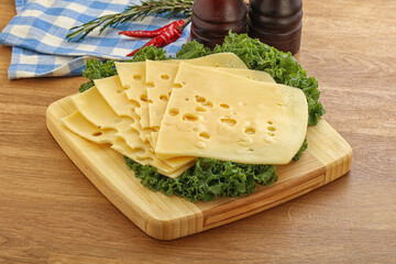Sliced maasdam cheese for breakfast
