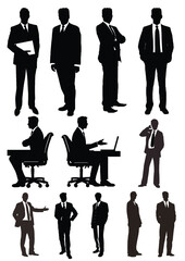 Silhouettes of  people. Black and white illustration