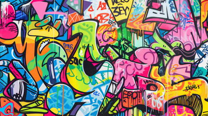 Obraz premium Seamless pattern background illustration with urban graffiti art.