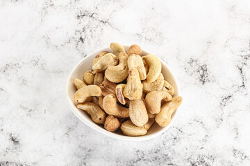 Cashew nuts heap in the bowl