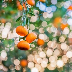 Tangerine Bliss: Garden View with Ripe Citrus Abound