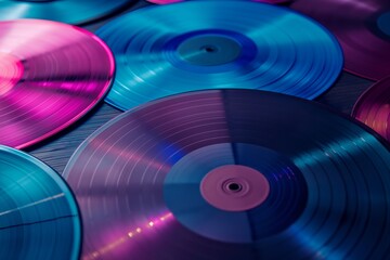 Close-up vinyl records, vintage music records