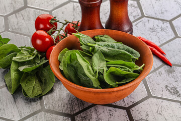 Natural organic raw green spinach