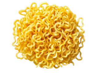 A pile of instant noodles, looks delicious, makes you hungry.