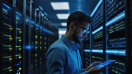 cyber security officer working on a computer