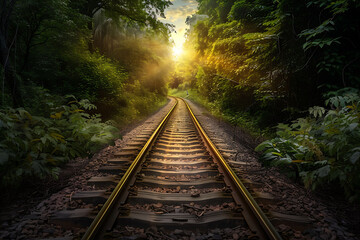 Obraz premium railway in the forest