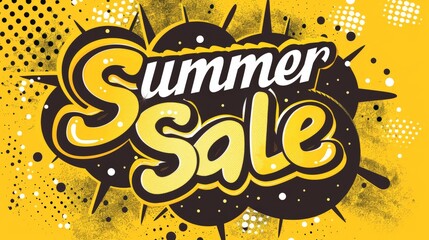 yellow background with the text "Summer Sale" in a comic style