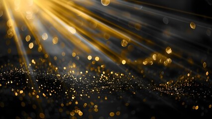 Naklejka premium Elegant Background with Golden Light Rays and Bokeh for Award Ceremony Design. Concept Award Ceremony Design, Elegant Background, Golden Light Rays, Bokeh
