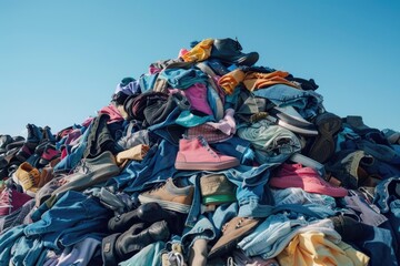 A pile of clothes and shoes, including a pair of Converse sneakers