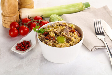 Bulgur with lamb and vegetables