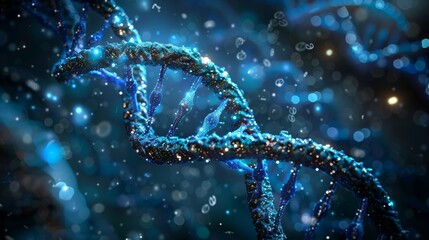 Molecules structure DNA code. DNA helix enlarged model in bright colors and spots.