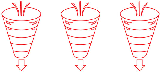 Sale, marketing funnel doodle. Funnel conversion hand drawn sketch style icon. Business marketing, sale filter doodle drawn concept. Vector illustration 1