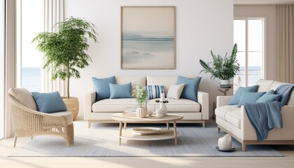 Fototapeta premium Modern inviting Art Living Room, Luxurious apartment living room interior