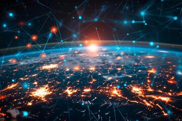 Digital network and connectivity in finance, shown through a glowing digital globe