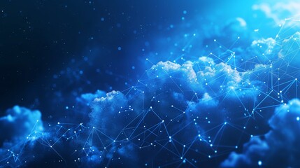 Futuristic network of cloud computing and blockchain technology - A vibrant 3d polygonal illustration depicting the interconnected world of digital currency and modern tech