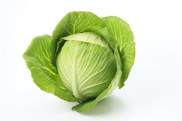 Fototapeta premium Photo of Green cabbage, Isolated on white background